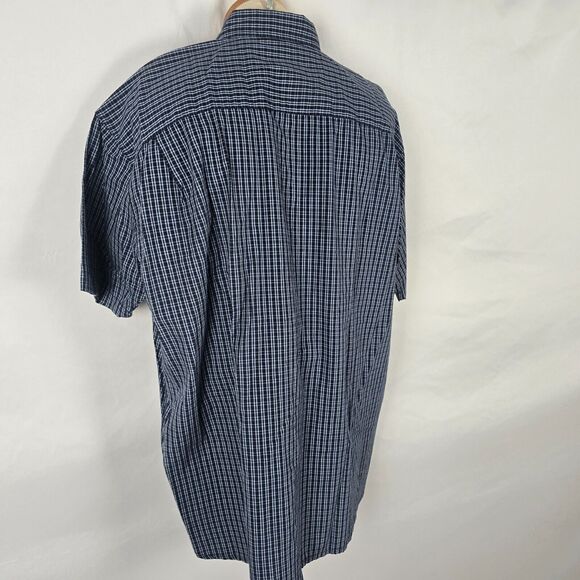 Wrangler Button Down Shirt Men's 2XL Blue Plaid Cool River Cotton Short Sleeve - Picture 12 of 14